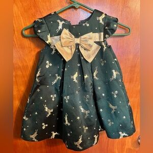 Bonnie baby 24mth reindeer dark green Christmas dress